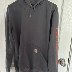 Grey carhartt hoodie with orange details